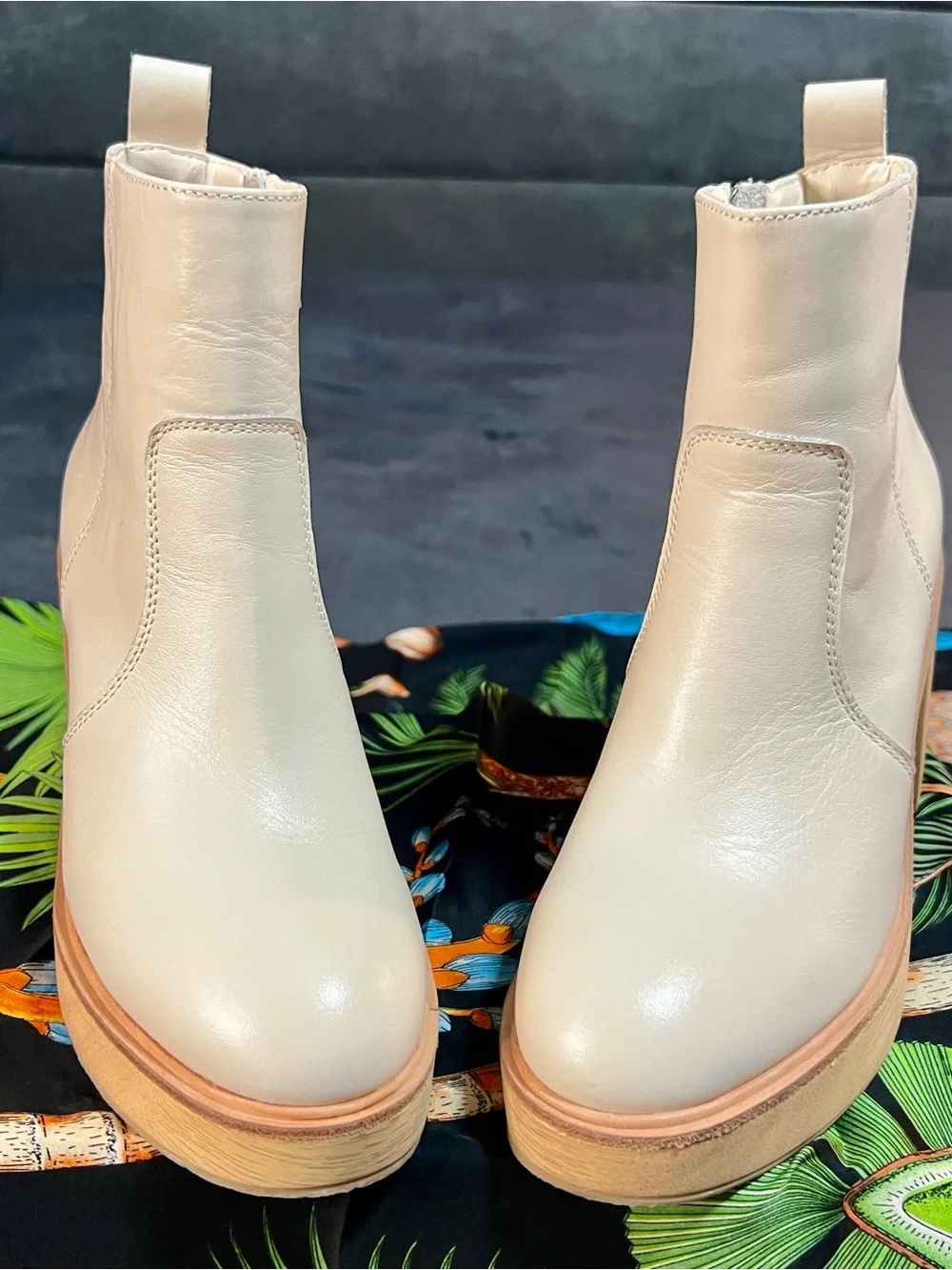 Anthropologie Dolce Vita Cecile Cream Platform Leather Boho Chunky Boots 7